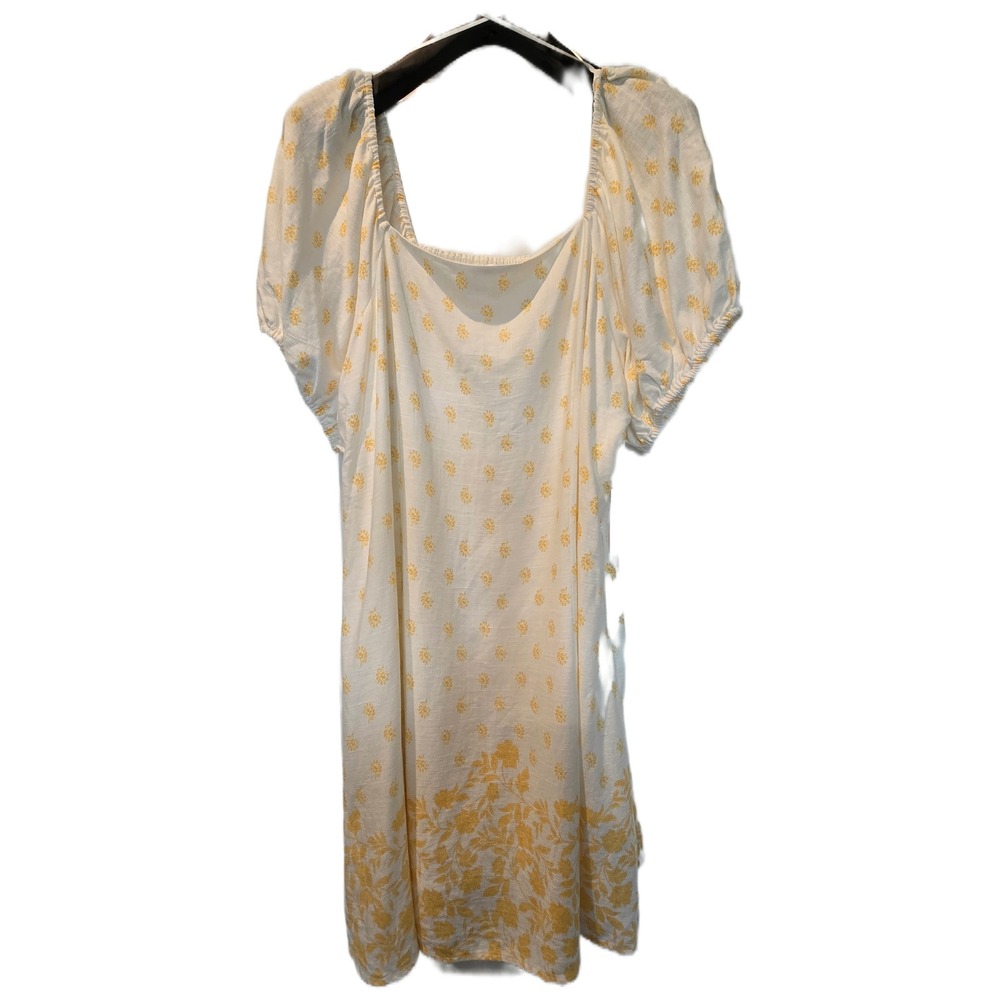 LC Lauren‎ Conrad Yellow Floral Puff Sleeve Mini Dress XXL Cream WL41Y016RP2 NWT